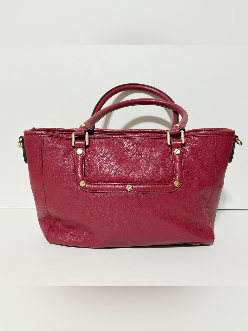 Tory Burch Red Leather Medium Tote Bag Handbag Shoulder Bag With Strap - Picture 2 of 10